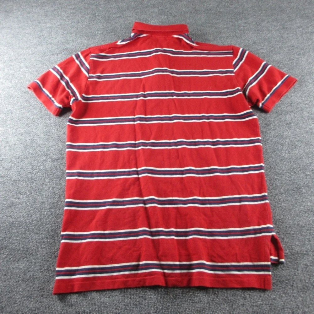 Polo Ralph Lauren Shirt Mens L Red Striped Button Up Short Sleeve Pony Preppy